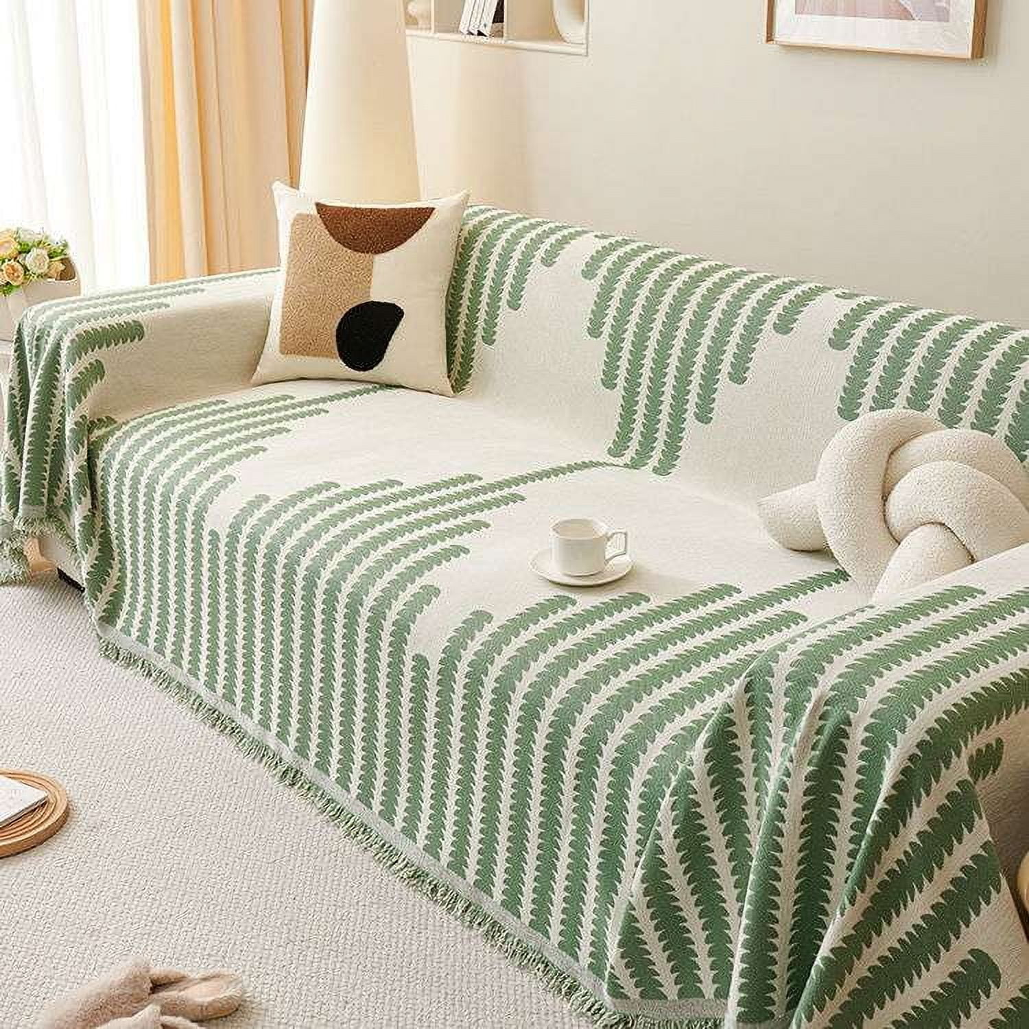 Smuge Sofa Cover, Couch Cover Protector Slipcover L Shape Sofa towel Furniture Cover for Dogs Cats Home Decor (71"x 118", Green)