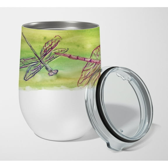 Dragonflies Stainless Steel 12 oz Stemless Wine Glass