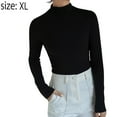 thumbnail image 2 of Women's half Turtleneck Shirt Long Sleeve Mock Tee Cotton Tops for Women,black,XL，G174658, 2 of 6