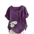 thumbnail image 1 of Vestidos Casuales Para Mujer, Blusas De Mujer De Moda Blusa informal de lino con botones y manga corta estampada para mujer, 1 of 4