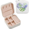 thumbnail image 2 of GZHJMY PU Leather Jewelry Box, Watercolor Hydrangea Floral Heart with Butterflies Travel Jewelry Case Portable Jewelry Organizer Storage Holder Boxes for Necklace Bracelet Earrings Rings, 2 of 7