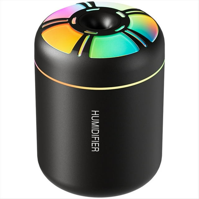 Mini Humidificador de Aire USB de 180 Ml, Difusor de Aroma, Purificador de Aceites Esenciales, Aromaterapia, Luces de Colores para Coche, Hogar, Dormitorio, Color Negro.