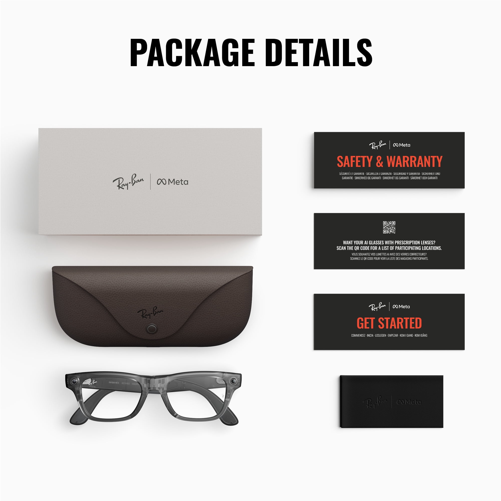 Ray-Ban Unisex Size 49 AI Smart Meta Gen 2 Scriber Glasses with Charging Case, Transparent Black/Clear