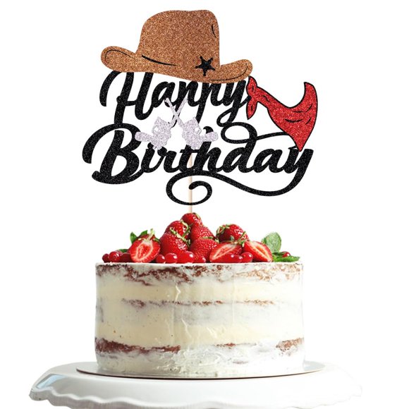 Adorno para pastel Dxsdgetue de vaquero Feliz Cumpleaños