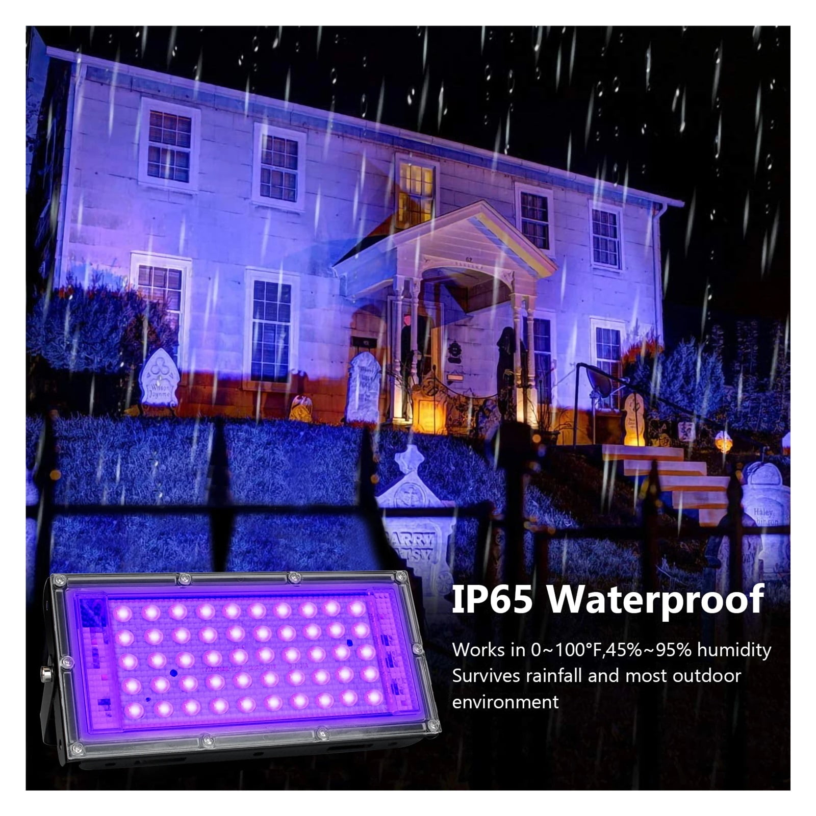 100W Black Lights , Blacklight Flood Light With And Switch,for Glow Party, Halloween, Fluorescent Poster, Body Paint ,Multifunctional Lighting