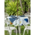 thumbnail image 3 of Outdoor Tablecloth with Umbrella Hole for Patio/Picnic/Party/Camping, Spring Butterfly Dragonfly Waterproof Table Cloth Round Cover Washable, Rustic Botanical Floral Teal Green (Dia 54"), 3 of 8