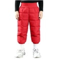 thumbnail image 5 of Toddler Boys Quilted Snow Pants Warm Elastic Waist Straight Leg Baggy Kids Winter Pants Red 4 T, 5 of 6