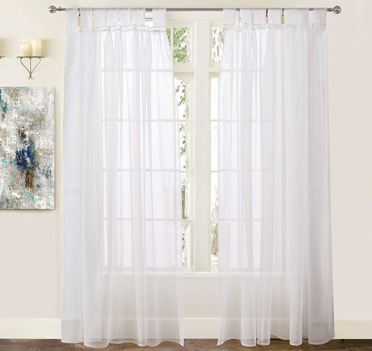 Cotton Voile White Shabby Chic Country Ruffled Curtains Panels Set Romantic New 