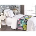 thumbnail image 2 of Spring Bed Runner, Colorful Squares with Flowers Leaves Geometric Style Illustration, Decorative Accent Bedding Scarf for Hotels Homes & Guest Rooms, Twin, Yellow Green and Pastel Pink, by Ambesonne, 2 of 3