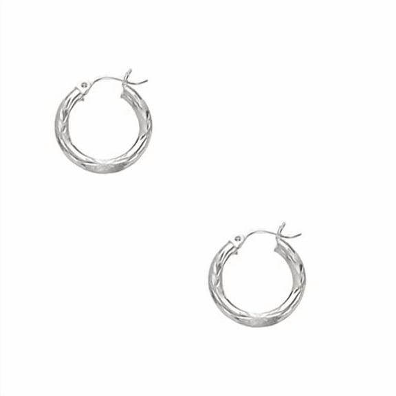 JewelStop 14K White Gold Hoop Earrings - 3x15mm, (1/8" x 9/16 Inches), 1.3gr.