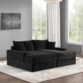 thumbnail image 2 of Furniture of America Cafein Contemporary Chenille Indoor Double Chaise with USB Port, Black, 2 of 7