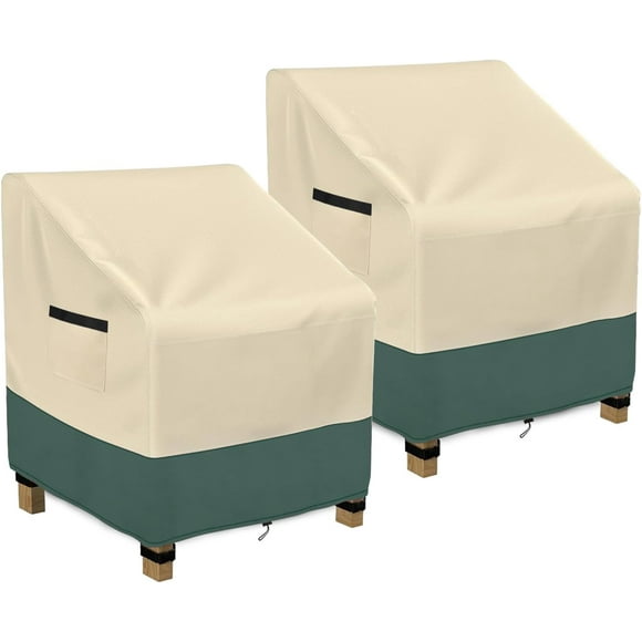 LXKCKJ Housses de Chaise de Patio Imperméables - Lot de 2 Housses de Mobilier de Patio avec Bande Imperméable, Housses de Chaise d'Extérieur Robustes 420D, Lounge Profond