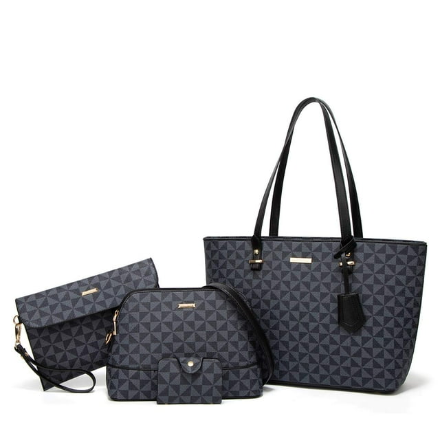 Bolsos de mano de cuero sintético a la moda para mujer, bolso de hombro, bolso con asa superior, conjunto de 4 Uds.