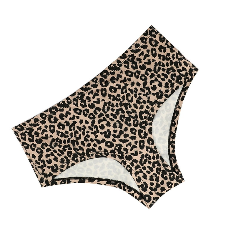 LBECLEY After Birth Belly Women's Leopard Print High Waist Tight Briefs  Boxer Underwear Breathable Underwear Satin Panties Lace Trim Khaki L