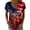 Beige, variant on MEICHEN Women's V Neck Butterfly & Rose Print T Shirt Patriotic Glitter Graphic Casual Top