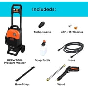 BLACK+DECKER Electric Cold Water Pressure Washer, 2,000 MAX PSI, 1.2 GPM BEPW2000