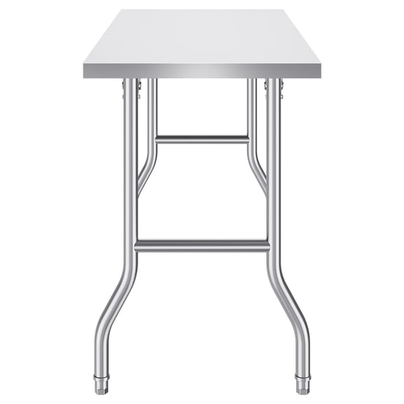 48 x 24 Inch Stainless Steel Folding Table, Heavy-duty Commercial Workstation with 661 lbs Capacity, Kitchen Prep Table, Silver Work Table for Restaurant & Home