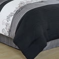 thumbnail image 6 of Chezmoi Collection 7-Piece Luxury Floral Leaves Embroidery Comforter Set, King, Black/Gray/White, 6 of 9
