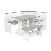 Linon Ardmore Wood Breakfast Nook Dining Set in White and Gray