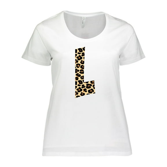 Inktastic Leopard Print Letter L Women's Plus Size T-Shirt
