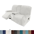thumbnail image 2 of Housse de Causeuse Inclinable 2024 avec Housse pour Console Centrale, Housse Extensible en Velours 8 Pcs pour Canapé Inclinable 2 Places, Bleu Paon, 2 of 11