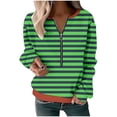 thumbnail image 2 of aidice Tops for Women Casual Round Neck Long Sleeve Striped Tunic Zip Comfy Drop Shoulder Blouses Tops, 2 of 3