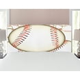 thumbnail image 1 of Baseball Headboard, Pattern of Baseball Balls Background Home Run Rules of the Game Success Score Print, Upholstered Decorative Metal Bed Headboard with Memory Foam, Full Size, Cream Red, by Ambesonne, 1 of 4