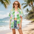 thumbnail image 6 of Alaiyaky Women's Floral Blouse Casual Button Down Short Sleeve Aloha Tropical Hawaiian Summer Beach Shirt and Shorts Sunglasses Set Cover Aloha Suits Party Outfits Holiday Funny Fancy Dress, 6 of 7