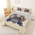 thumbnail image 2 of Manfei Retro Bald Eagle Queen Comforter Set,Classic Us Flag Comforter Sets Queen,Beige,Light Gray Reversible,3 Pieces,1 Comforter and 2 Pillowcases, 2 of 7