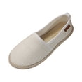 thumbnail image 2 of pwidon Women's Espadrille Flats Slip On Closed Toe Textured Glitter Linen Comfort Walking Casual Loafers White 6.5, 2 of 6