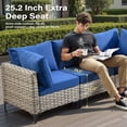 thumbnail image 5 of Toject 9 Pieces Patio Furniture Set All Weather Wicker Outdoor Conversation Set with 42" Fire Pit Outside Furniture Patio Sofa with Swivel Chairs & Solar Table, Navy Blue, 5 of 9