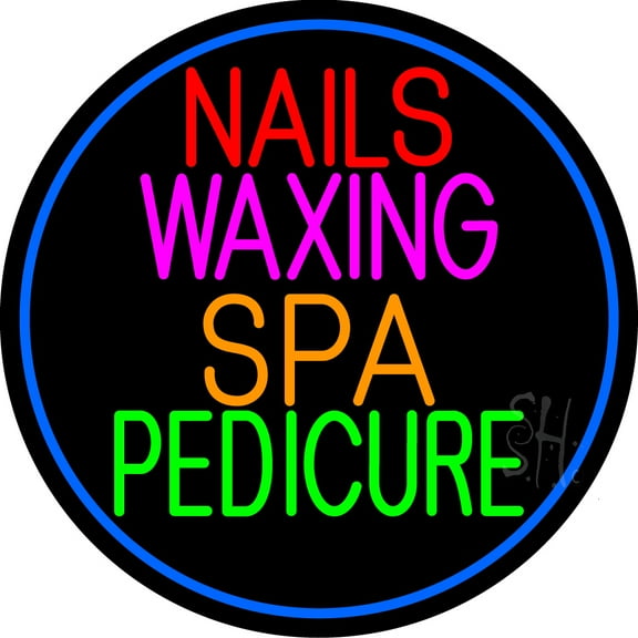 Nails Waxing Spa Pedicure LED Neon Sign 26 x 26 - inches, Black Square Cut Acrylic Backing, with Dimmer - Bright and Premium built indoor LED Neon Sign for Spa interior decor and storefront.