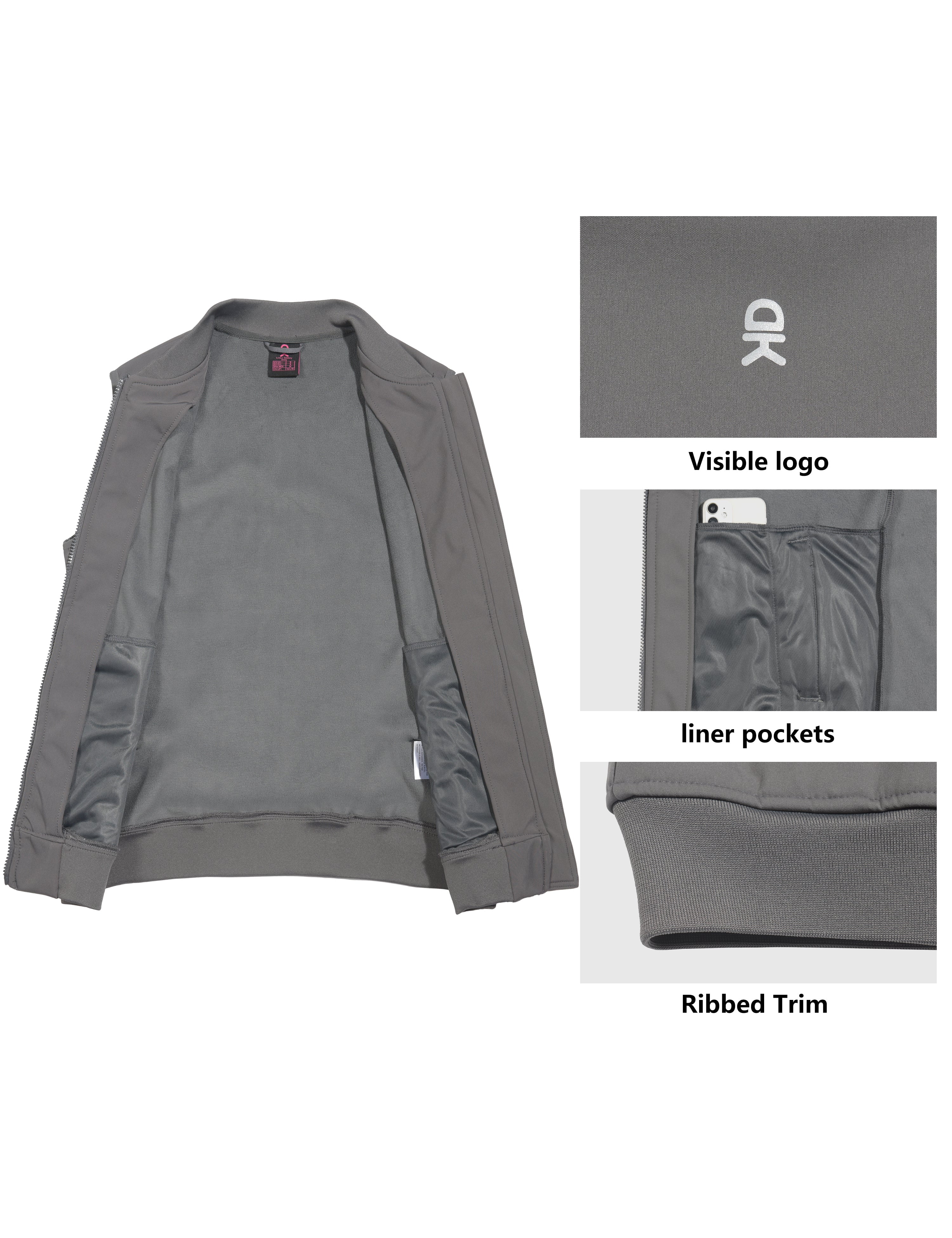 Little Donkey Andy Lightweight Fleece Lined Golf Hiking Vest for Women Waterproof Softshell Running Casual Sleeveless Jacket Steel Gray L