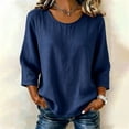 thumbnail image 2 of jjayotai Cotton Linen Tops for Women Crew Neck Loose Fit Long Sleeve Shirts Casual Fall Blouses Work Weekend Travel, 2 of 6