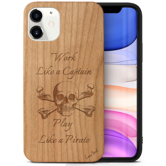 Case Yard Wooden Case Outside Soft TPU Silicone, Slim Fit Shockproof Wood Protective Phone Cover for Girls Boys Men and Women, Supports Wireless Charging Work Like Captain Design case for iPhone-11