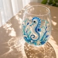 thumbnail image 5 of Coastal Barware,,Seaside Pattern Clear Stemless Wine Tumblers Tropical Summer Cocktail Cups(E4IN), 5 of 5