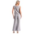 thumbnail image 6 of TTAO Womens Elegant Wedding Guest Pants Suit 3 Piece Set Formal Chiffon Lace Evening Party Outfits Gray-A M, 6 of 7