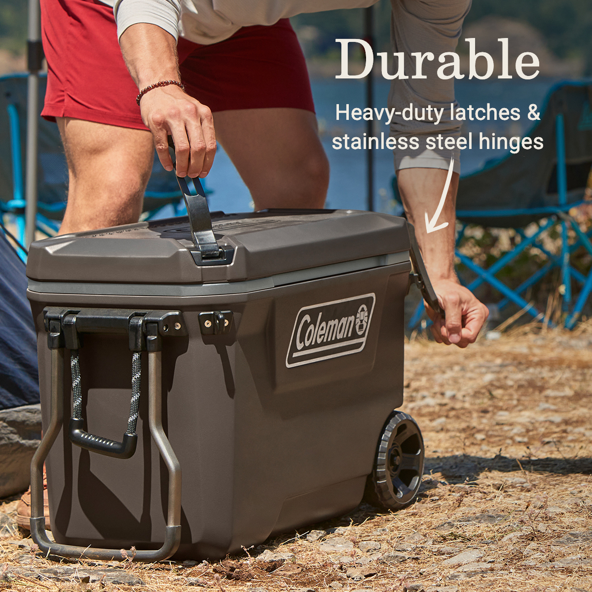 Coleman Convoy Series 65-Quart Hard Cooler with Wheels, up to 48 Cans, Brown Walnut Color - image 4 of 11