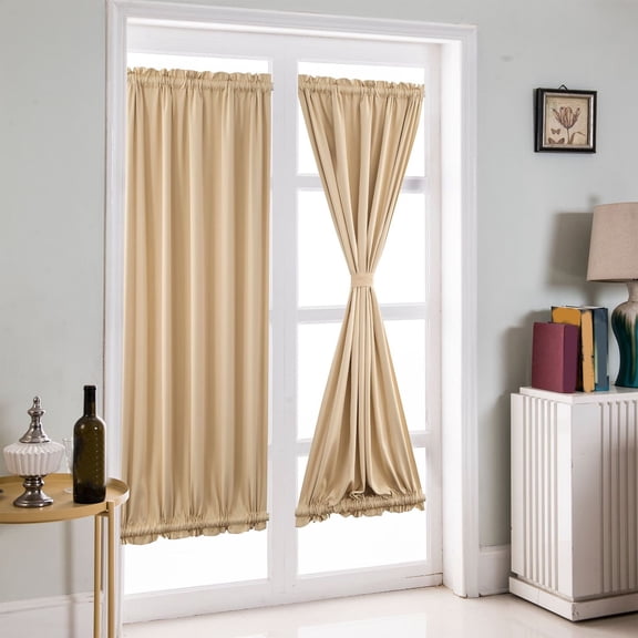 French Door Window Curtains for Doors and Sliding Glass Doors, Solid Color Blackout Thermal Insulated Panel, Rod Pocket, 25 x 40 Inch Polyestor Drapes