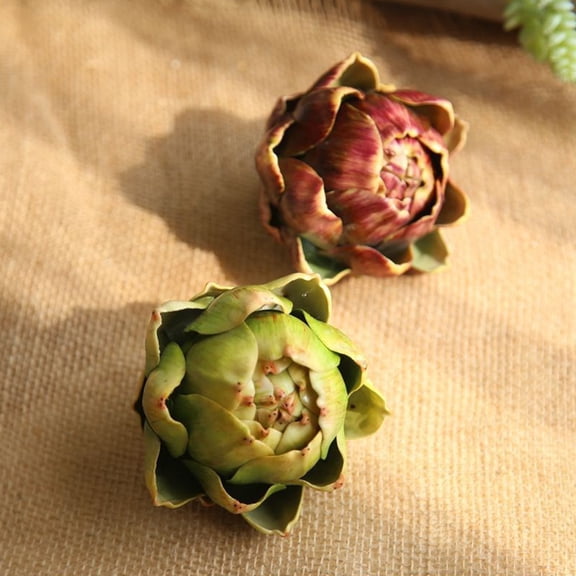 RUNROTOO 4Pcs Artificial Artichoke Stems Plastic Plant Decors Green For Restaurant Setting