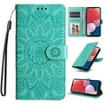 thumbnail image 1 of Nalacover Wallet Case for Samsung Galaxy A04E, Exquisite Flower Embossed Pattern Magnetic Clasp PU Leather Flip Folio Cover with Kickstand Card Slots Holder Soft Silicone Shockproof Case,Green, 1 of 10