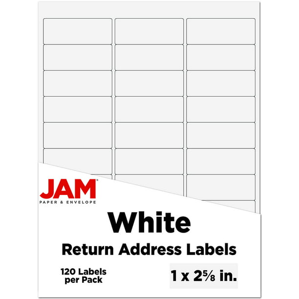 JAM Return Address Labels, Standard Mailing, 1 x 2 5/8, White, 120