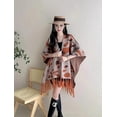 thumbnail image 4 of Women's Shawl Wrap with Tassel Open Front Retro Poncho Cape for Fall Winter (Tan), 4 of 6