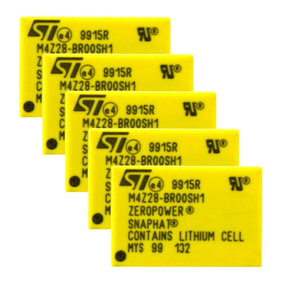 5x STMicroelectronics M4Z28-BR00SH1 ZEROPOWER SNAPHAT SH-4 PIN BATTERY & CRYSTAL