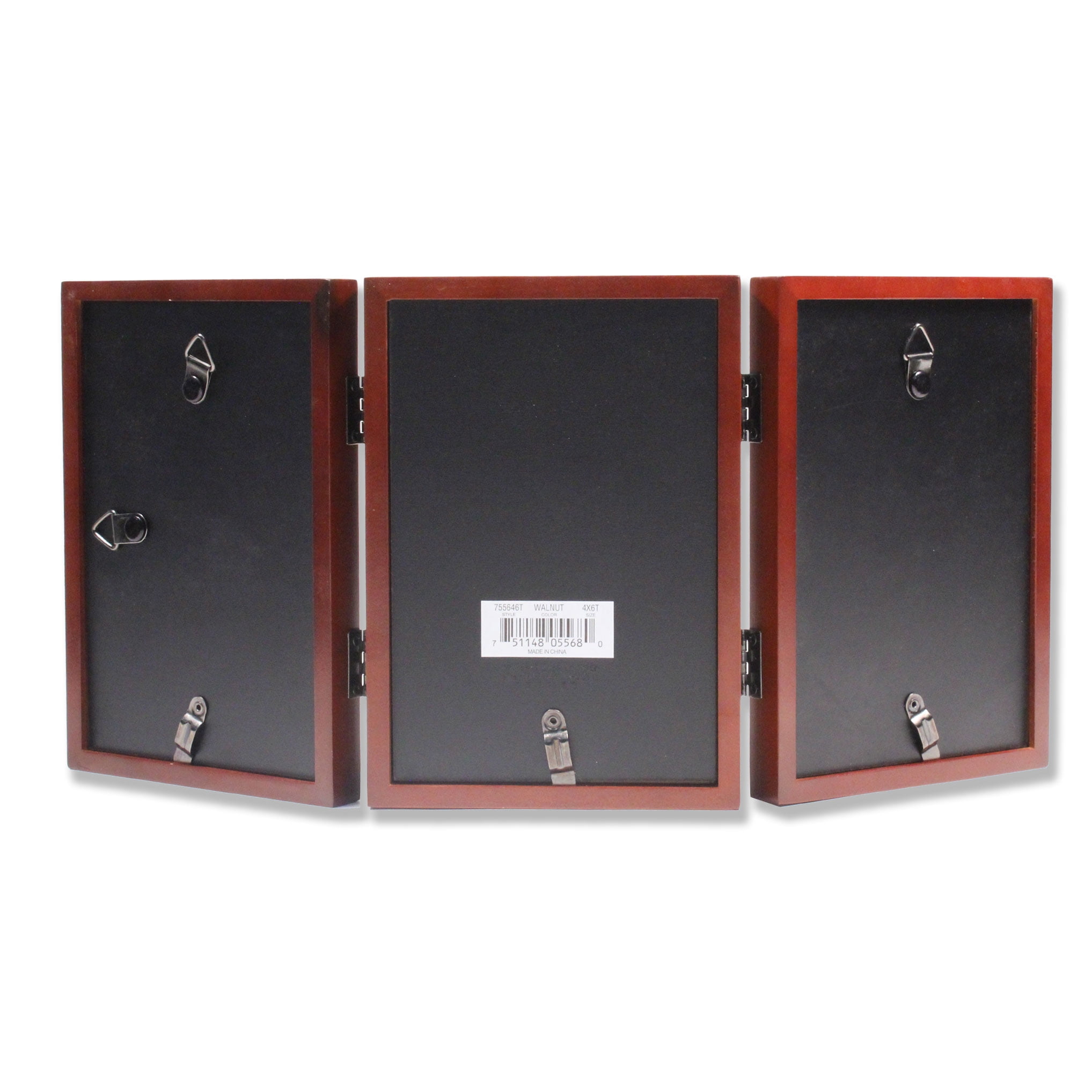 4x6 Hinged Triple Walnut Wood Picture Frame - Gallery Collection