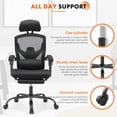 thumbnail image 3 of CONCETTA Ergonomic Mesh Office Chair, High Back Swivel Chairs with Adjustable Lumbar Support, Headrest, Footrest, and Armrests, Black, 3 of 8