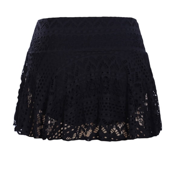 Women's Crochet Lace Swim Skirt with Built-In Shorts for Beach and Pool