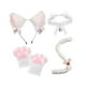 thumbnail image 5 of Conjunto de orejas, cola y patas de gato de dibujos animados para adultos y niños para cumpleaños con temática de animales. Blanco Con Corbata, 5 of 9