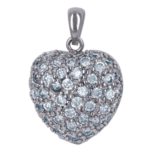 925 Sterling Silver Womens Cubic Zirconia Love Heart Charm Pendant Necklace 23.4x16.2mm Wide Pendant for Women