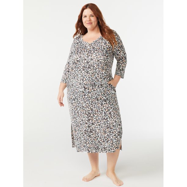 Joyspun Women's Hacci Knit VNeck Chemise, Sizes S to 3X